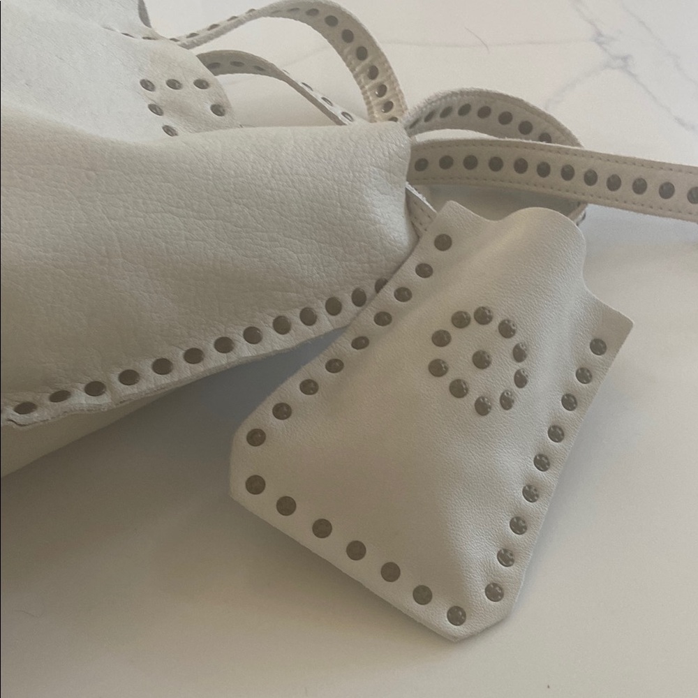 Cream Studded Tote with Chain Straps - Picture 11 of 16